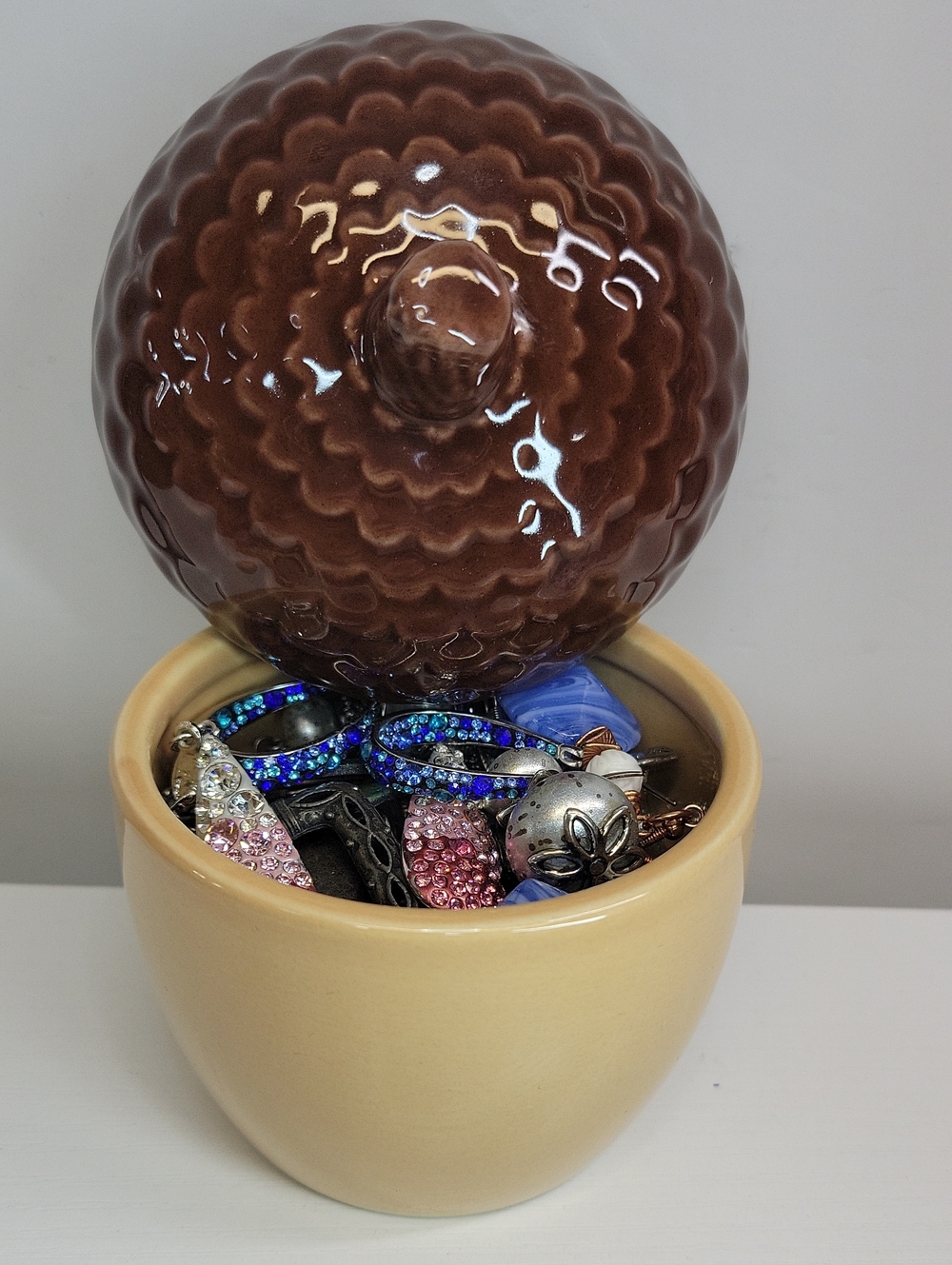 Acorn Trinket Box With Earrings